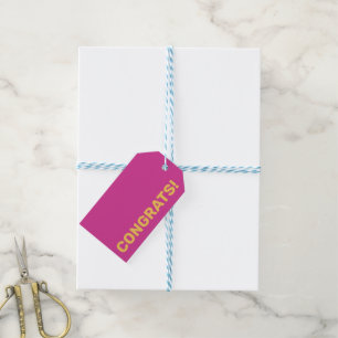 Bold Modern Personalised Yellow and Pink Congrats! Gift Tags