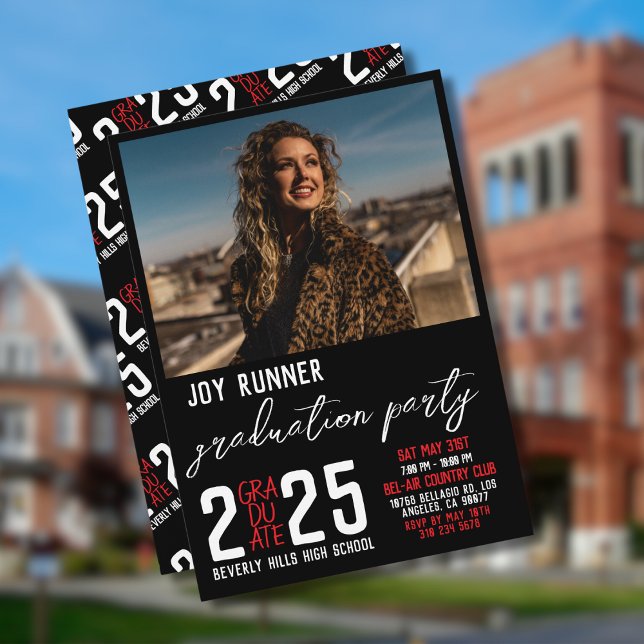 Bold Modern Photo Graduation Party Invitation (Creator Uploaded)