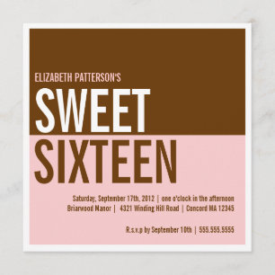Bold Modern Pink & Brown Sweet Sixteen Invitation