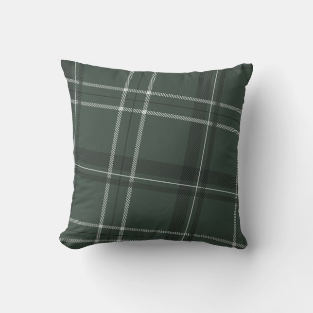 Bold modern plaid hunter green Throw Pillow (Front)