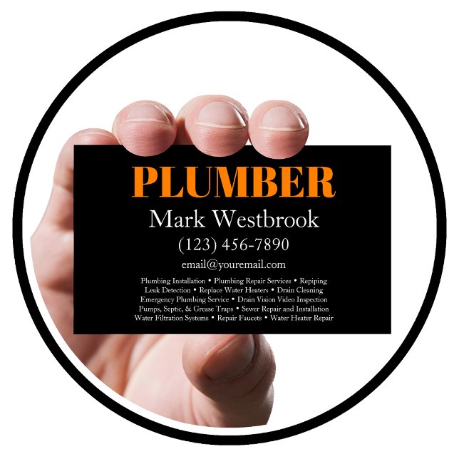 Bold Modern Plumber Services Business Card (Creator Uploaded)