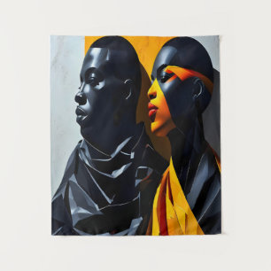 Bold Modern Portraits Abstract Geometric Art Tapestry