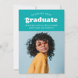 BOLD MODERN RETRO GRADUATE GRADUATION INVITATION