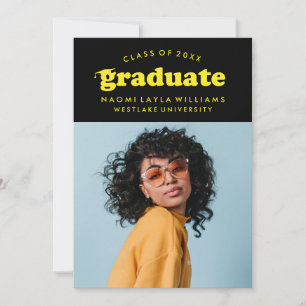 BOLD MODERN RETRO GRADUATE GRADUATION INVITATION