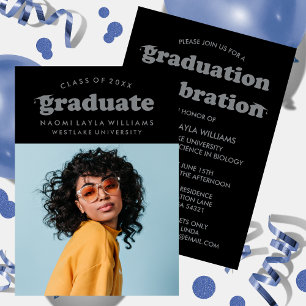 BOLD MODERN RETRO GRADUATE GRADUATION INVITATION