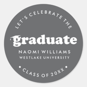 BOLD MODERN RETRO GRADUATE GRADUATION STICKER