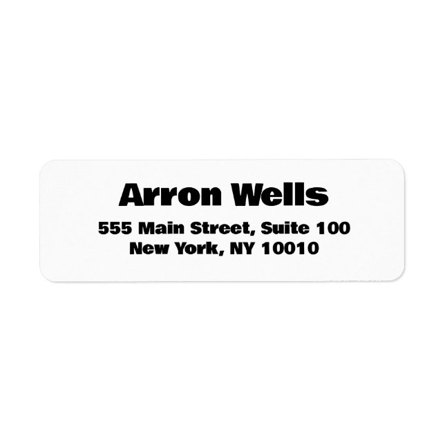 Bold Modern Return Address Label (Front)