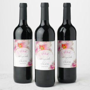 Bold Modern Scarlet Peony Wine Label