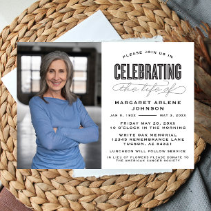 BOLD MODERN SCRIPT CELEBRATION OF LIFE FUNERAL INVITATION