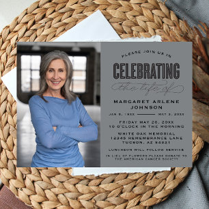 BOLD MODERN SCRIPT CELEBRATION OF LIFE FUNERAL INVITATION
