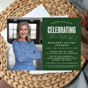 BOLD MODERN SCRIPT CELEBRATION OF LIFE FUNERAL INVITATION