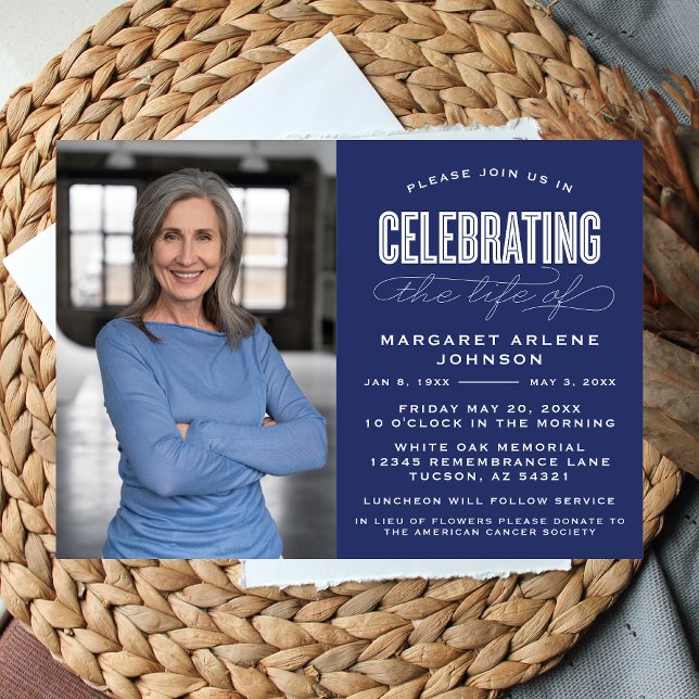 BOLD MODERN SCRIPT CELEBRATION OF LIFE FUNERAL INVITATION (Creator Uploaded)