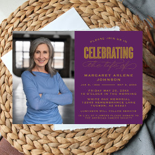 BOLD MODERN SCRIPT CELEBRATION OF LIFE FUNERAL INVITATION