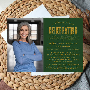 BOLD MODERN SCRIPT CELEBRATION OF LIFE FUNERAL INVITATION