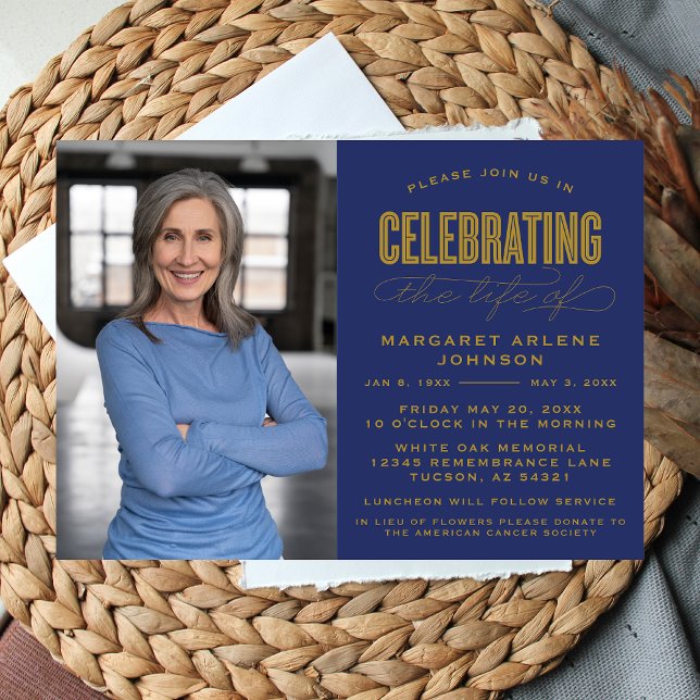 BOLD MODERN SCRIPT CELEBRATION OF LIFE FUNERAL INVITATION (Creator Uploaded)