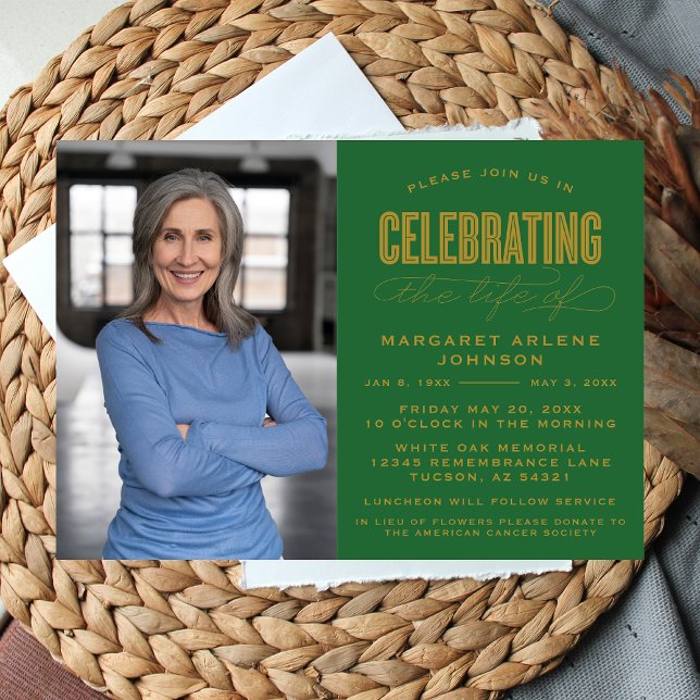 BOLD MODERN SCRIPT CELEBRATION OF LIFE FUNERAL INVITATION (Creator Uploaded)