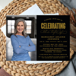 BOLD MODERN SCRIPT CELEBRATION OF LIFE FUNERAL INVITATION