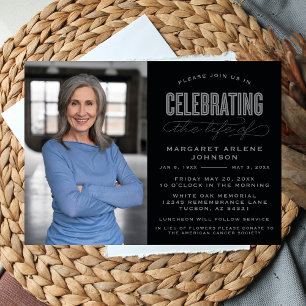 BOLD MODERN SCRIPT CELEBRATION OF LIFE FUNERAL INVITATION