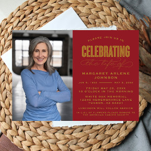 BOLD MODERN SCRIPT CELEBRATION OF LIFE FUNERAL INVITATION