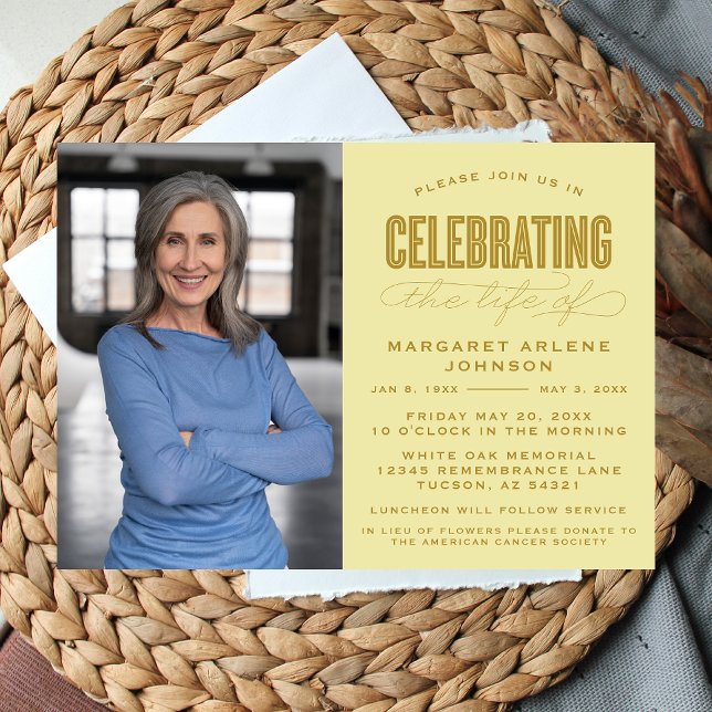 BOLD MODERN SCRIPT CELEBRATION OF LIFE FUNERAL INVITATION (Creator Uploaded)