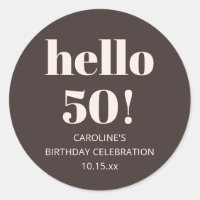 Bold Modern Simple Brown 50th Birthday Party Favor