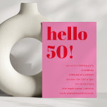 Bold Modern Simple Fun Pink and Red 50th Birthday Invitation<br><div class="desc">Bold Modern Simple Fun Pink and Red 50th Birthday Invitation</div>