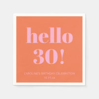 Bold Modern Simple Orange Pink 30th Birthday Party