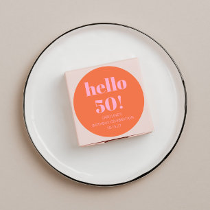 Bold Modern Simple Orange Pink 50th Birthday Party Classic Round Sticker