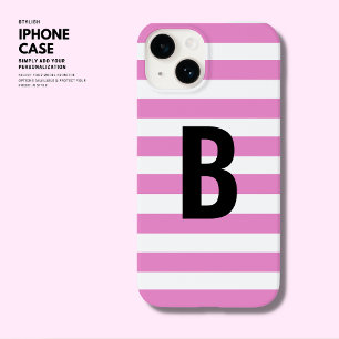 Bold Modern Simple Purple Stripe Initial Monogram Case-Mate iPhone 14 Case
