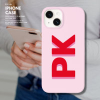 Bold Modern Simple Red and Pink Initials Monogram 