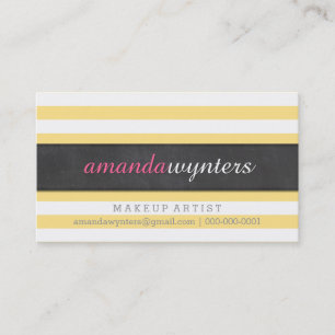 BOLD modern simple strip pattern fresh yellow grey Business Card
