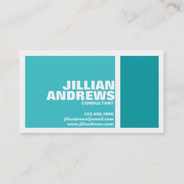 Bold Modern Split Box - Teal Business Card (Front)