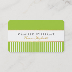 BOLD modern stylish comb design gold lime green Business Card