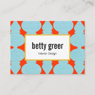 Bold Modern Turquoise Pattern Interior Designer Business Card