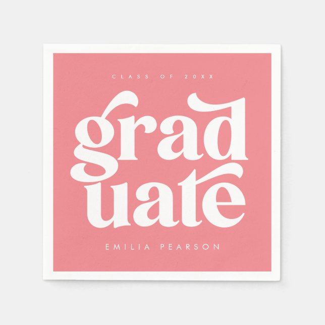 Bold Modern Type Blush Pink Graduation Party Napkin (Front)