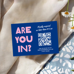 Bold Modern Type Funky Colourful QR CODE Wedding RSVP Card