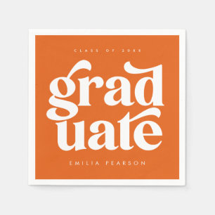 Bold Modern Type Orange Graduation Party Napkins