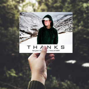Bold Modern Typography Photo Graduation Thank You Postcard
