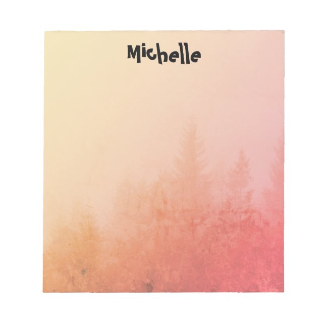 Bold Modern Typography Sunkist Autumn Forest Notepad (Front)