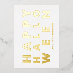 Bold Modern Typography White Happy Halloween Foil Holiday Card