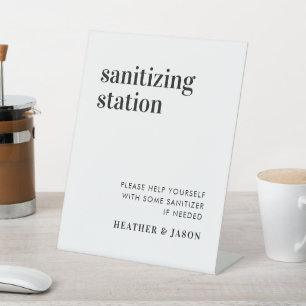 Bold Modern Wedding Sanitising Station  Pedestal Sign