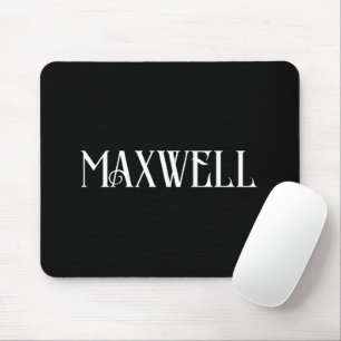 Bold Modern White Letter Personalised Family Name  Mouse Pad