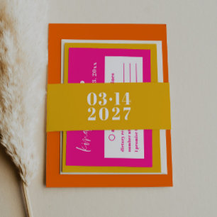 Bold Modern Yellow Vibrant Wedding Invitation Invitation Belly Band