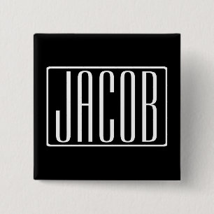 Bold & Modern Your Name or Word White On Black 15 Cm Square Badge