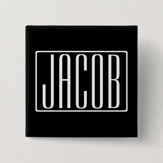 Bold & Modern Your Name or Word | White On Black 15 Cm Square Badge (Front)