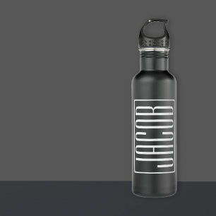Bold & Modern Your Name or Word   White On Black 710 Ml Water Bottle