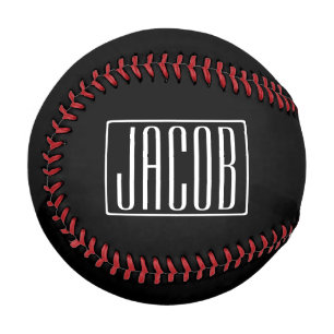 Bold & Modern Your Name or Word White On Black Baseball