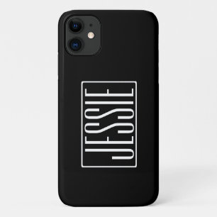Bold & Modern Your Name or Word   White On Black iPhone 11 Case