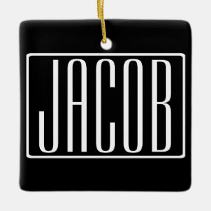 Bold & Modern Your Name or Word   White On Black Ceramic Ornament