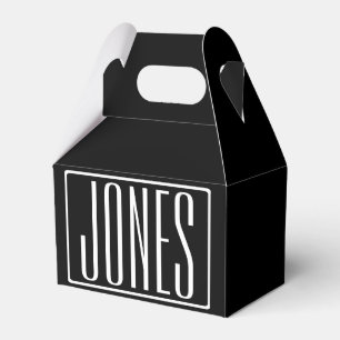 Bold & Modern Your Name or Word White On Black Favour Box